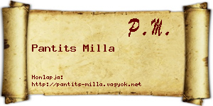 Pantits Milla névjegykártya